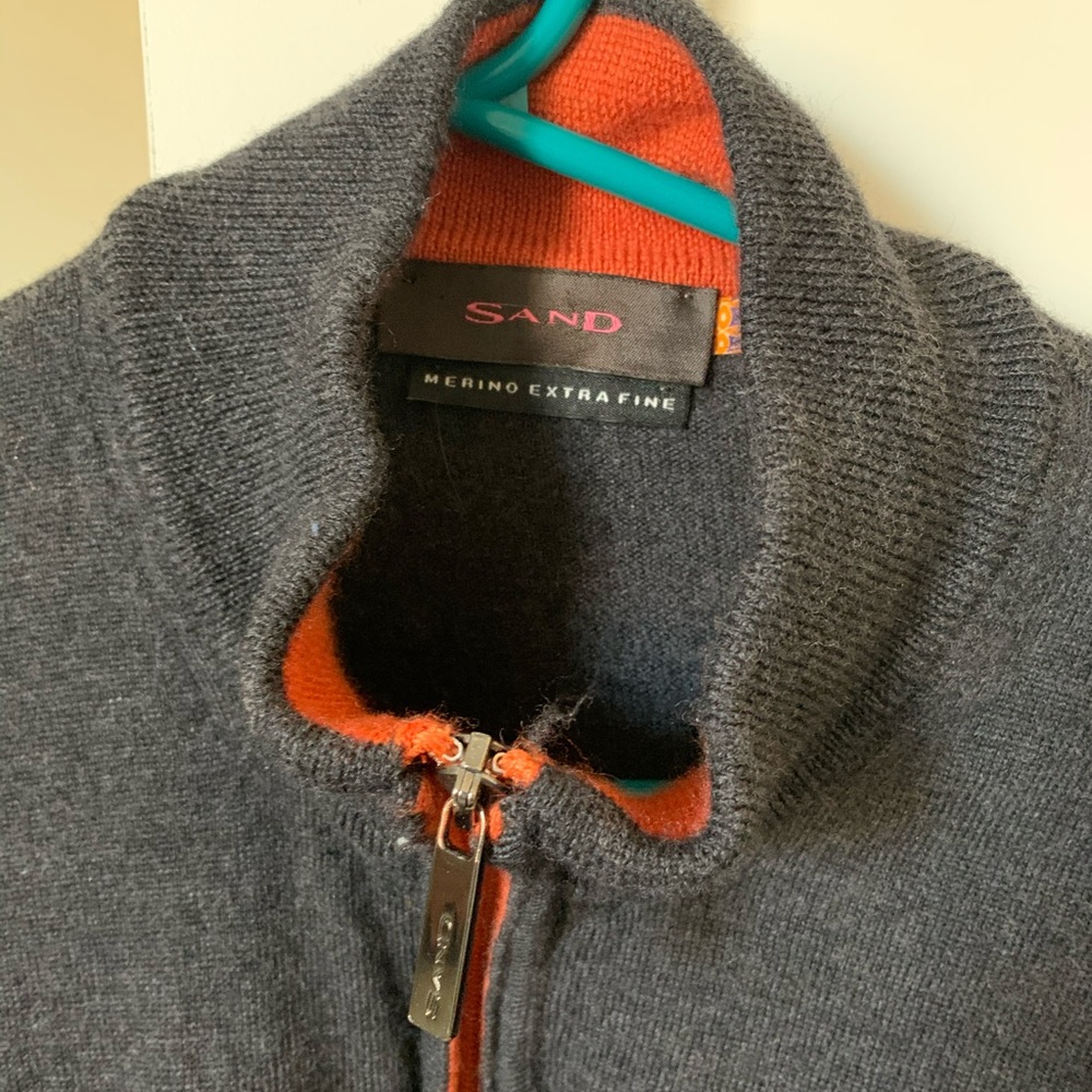 Sand Merino Wool Full Zip Sweater